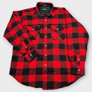 Campus Shirt Mens Large Red Black Buffalo‎ Plaid Flannel Button Up Outdoors VTG